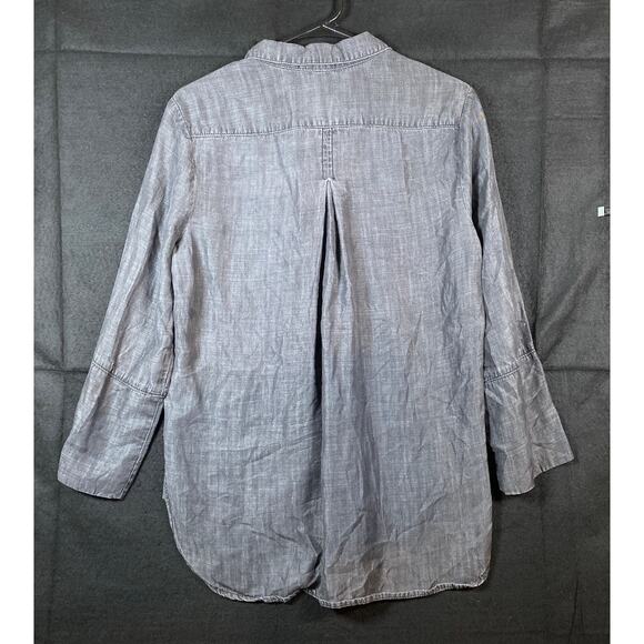 Cloth & Stone Anthropologie Womens Shirt Black Button Down High Low Small - Picture 12 of 14